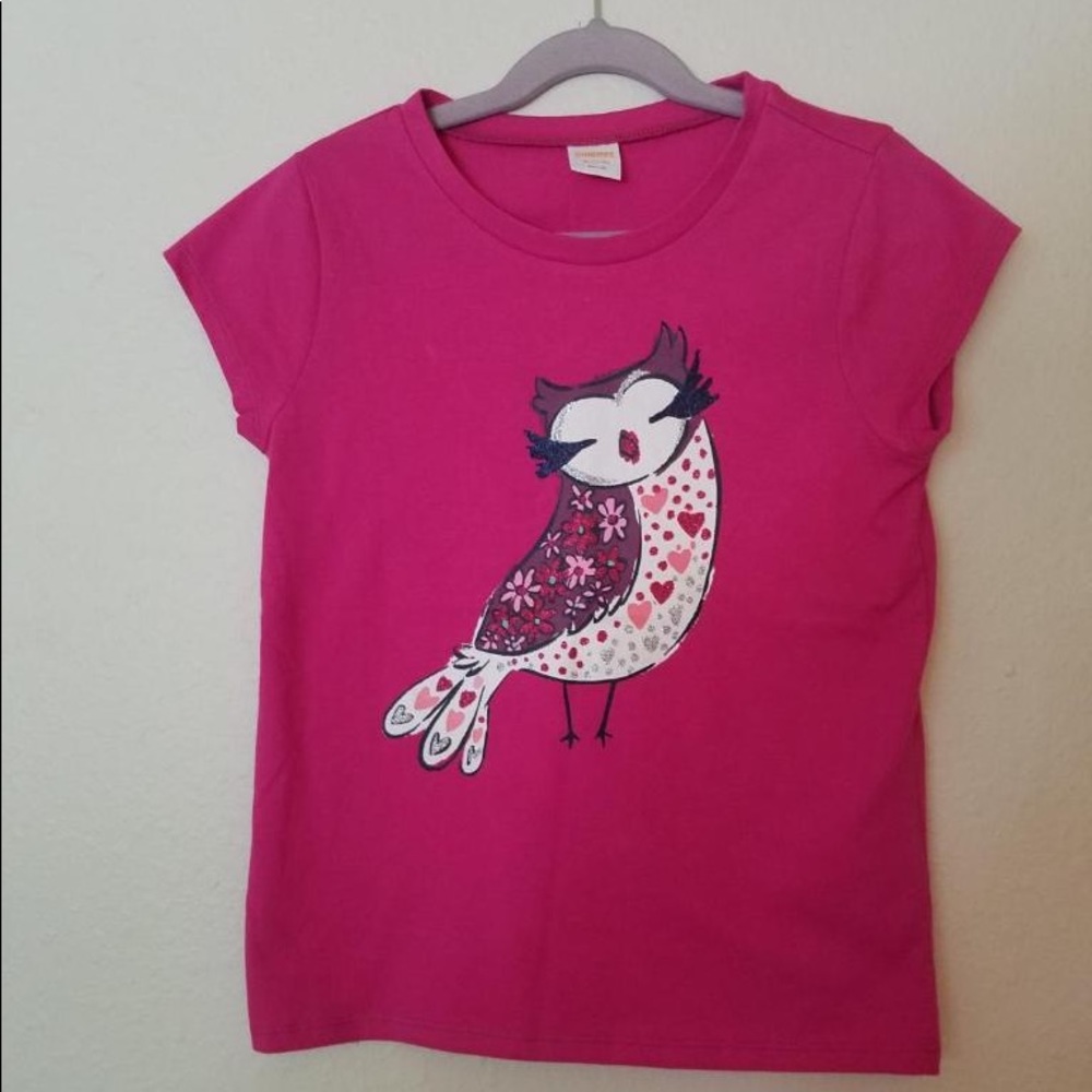 GYMBOREE GIRLS T-SHIRT, HOT PINK SPARKLE OWL NWT